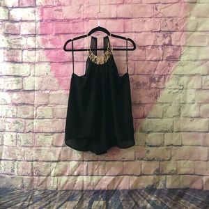 black tank top with built in necklace